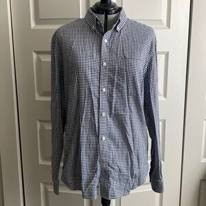 Banana Republic Untucked Shirt Size L Navy/White Gingham